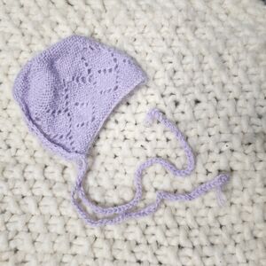 Lavender Knit Baby Bonnet
